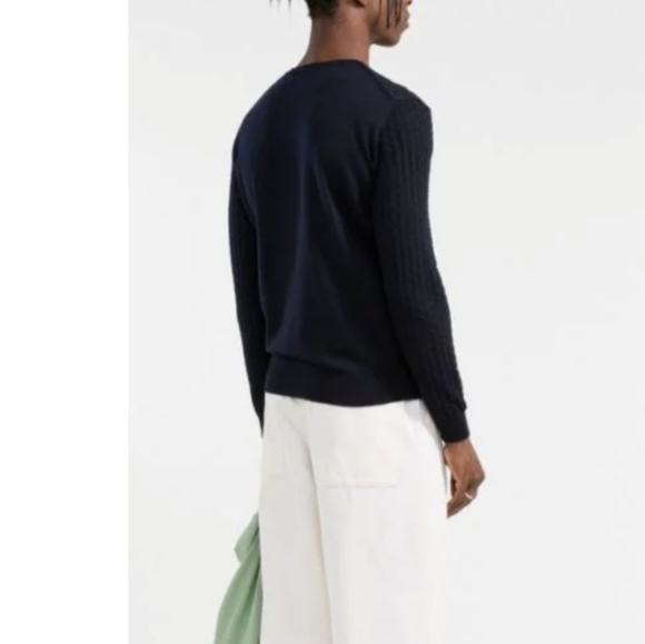 Corneliani Men's Virgin Wool Ribbed Navy Blue Jumper Sweater - Picture 6 of 15